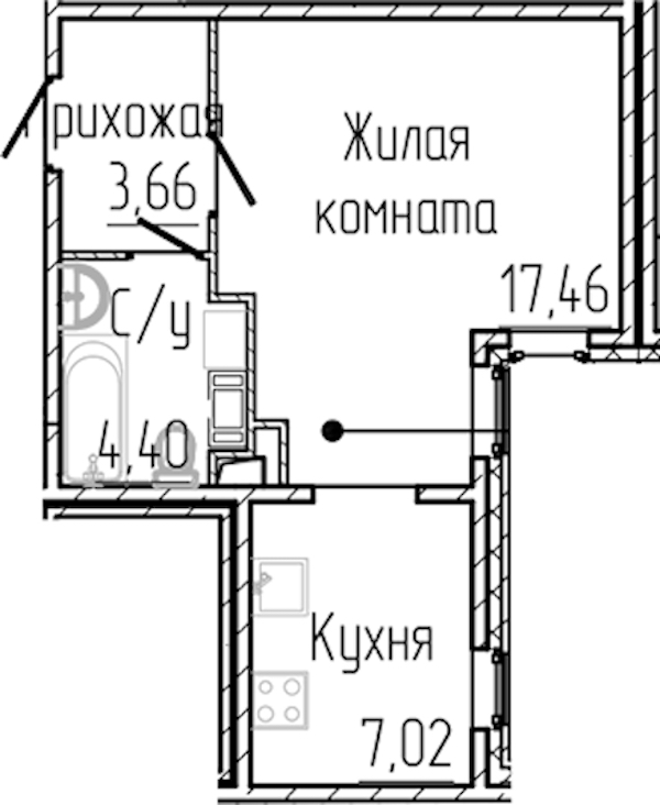 Квартира студия 32.54 м², 2/8 эт., ЖК «SERTOLOVO PARK»
